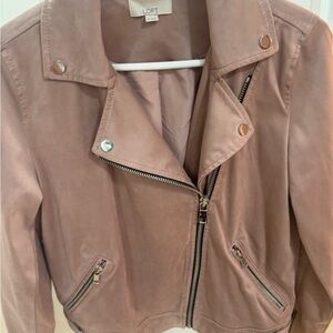 LOFT Women's Blush/ Mauve faux suede Jacket with matching faux fur infinityscarf